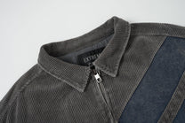 EXTREME CAUSE DIAGONAL STRIPE WASHED JACKET; Gray; design detail
