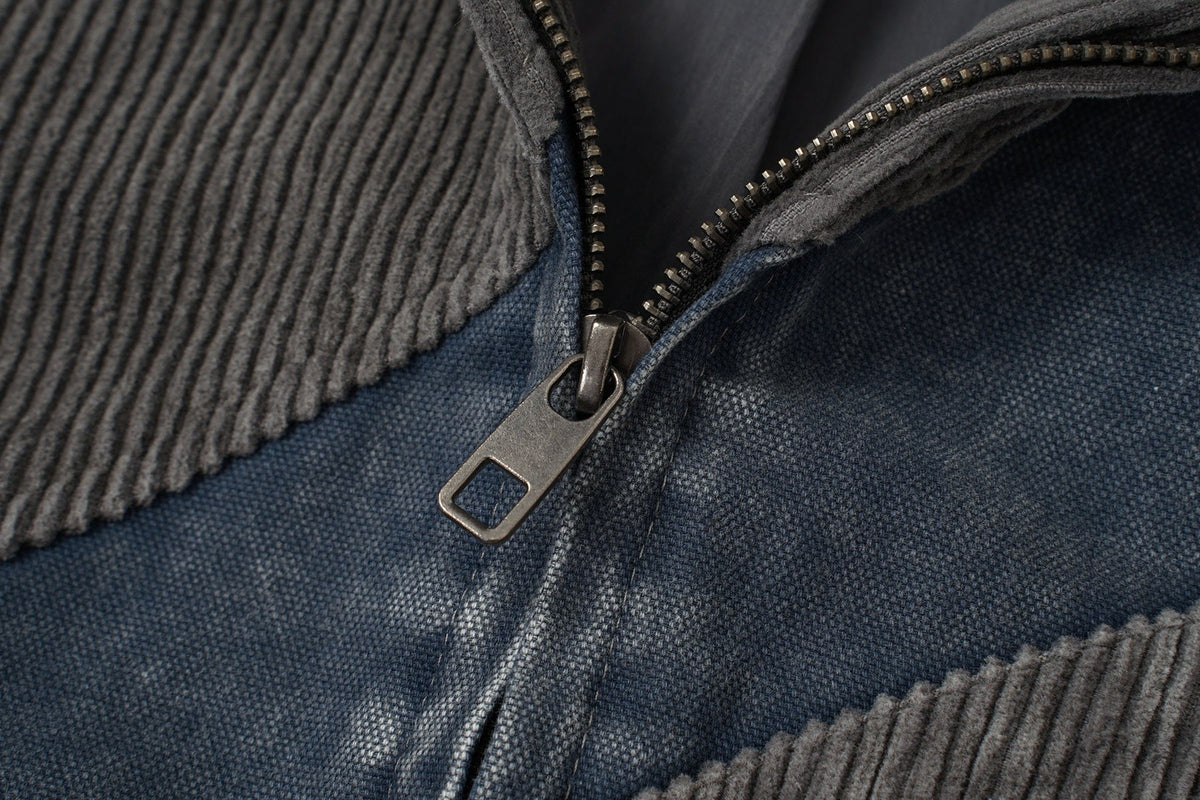 EXTREME CAUSE DIAGONAL STRIPE WASHED JACKET; Gray; design detail