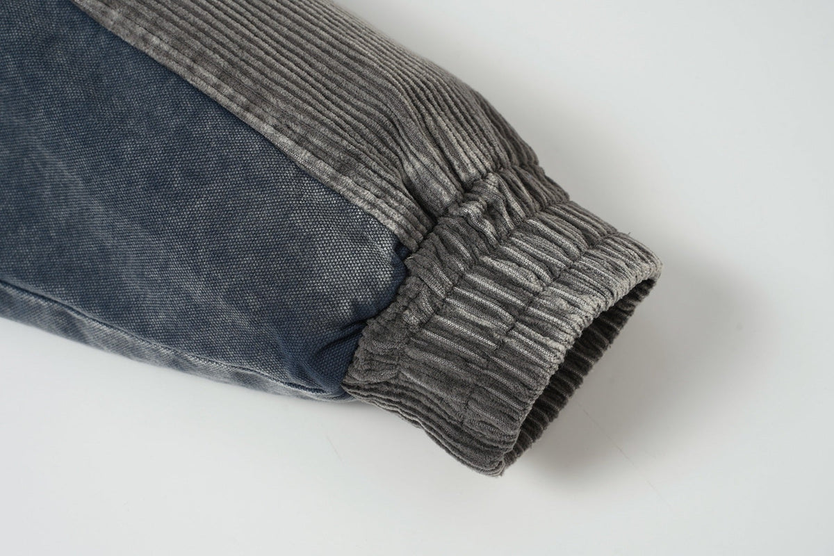 EXTREME CAUSE DIAGONAL STRIPE WASHED JACKET; Gray; garment construction detail