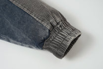 EXTREME CAUSE DIAGONAL STRIPE WASHED JACKET; Gray; garment construction detail