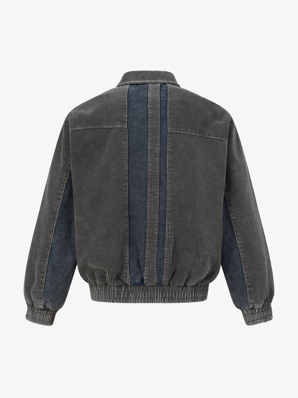 EXTREME CAUSE DIAGONAL STRIPE WASHED JACKET; Gray; back view