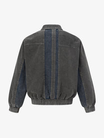 EXTREME CAUSE DIAGONAL STRIPE WASHED JACKET; Gray; back view
