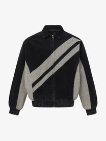 EXTREME CAUSE DIAGONAL STRIPE WASHED JACKET; Black; front view