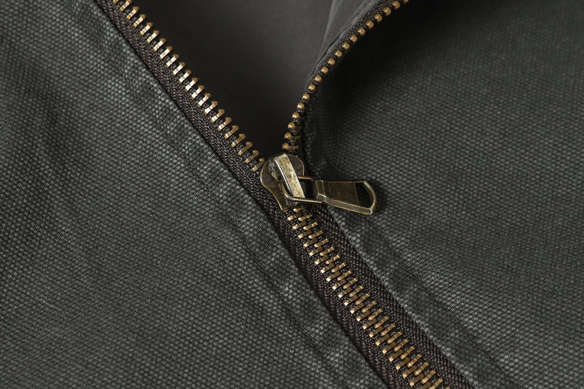 EXTREME CAUSE ASYMMETRIC FRAYED PANEL BOMBER JACKET; Gray; garment construction detail