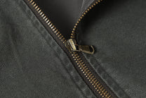 EXTREME CAUSE ASYMMETRIC FRAYED PANEL BOMBER JACKET; Gray; garment construction detail