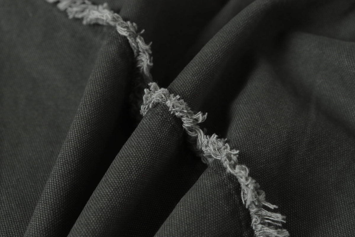 EXTREME CAUSE ASYMMETRIC FRAYED PANEL BOMBER JACKET; Gray; design detail