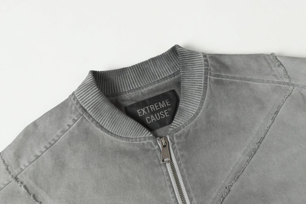 EXTREME CAUSE PANEL SEAM ZIP JACKET; Gray; design detail