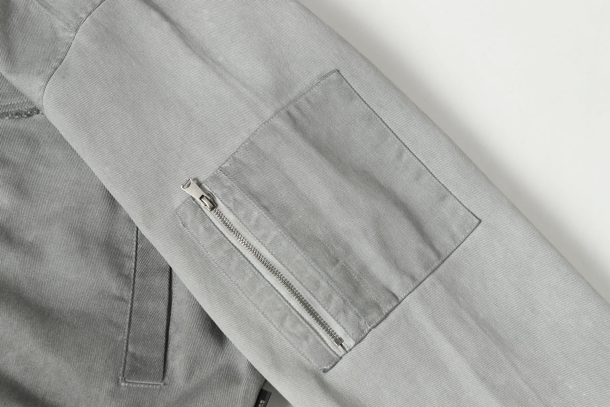 EXTREME CAUSE PANEL SEAM ZIP JACKET; Gray; garment construction detail