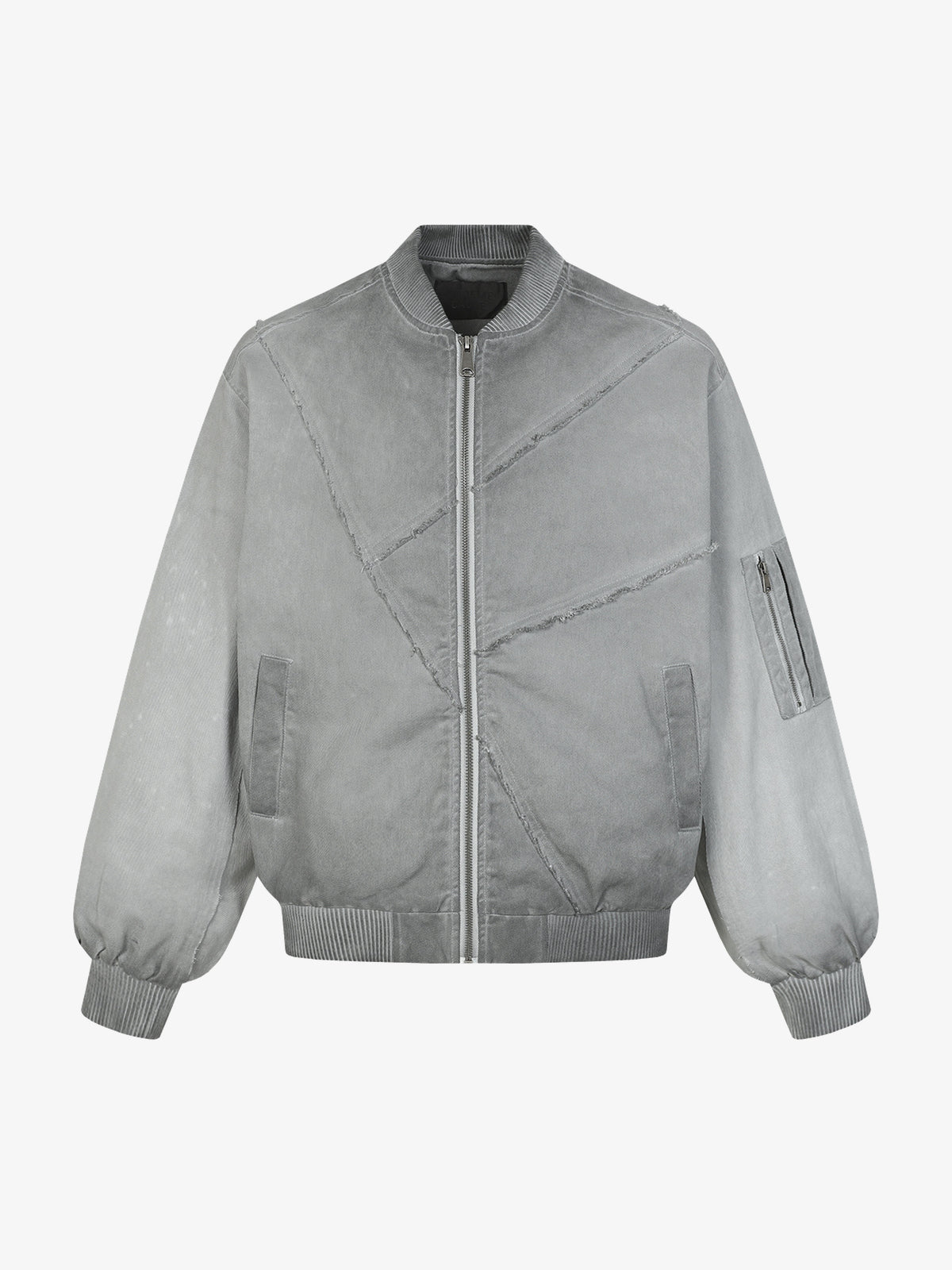 EXTREME CAUSE PANEL SEAM ZIP JACKET; Gray; front view