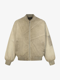 EXTREME CAUSE PANEL SEAM ZIP JACKET; Khaki; front view