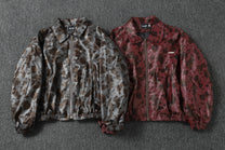 FEIDD BURST ABSTRACT BLOTCH ZIP JACKET; Gray, Red; multiple colorways shown together
