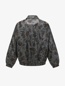 FEIDD BURST ABSTRACT BLOTCH ZIP JACKET; Gray; back view