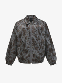 FEIDD BURST ABSTRACT BLOTCH ZIP JACKET; Gray; front view