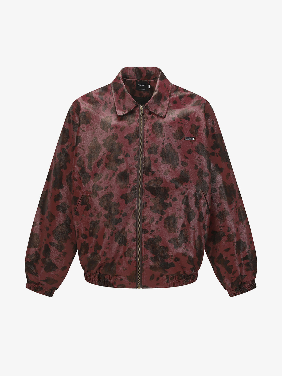 FEIDD BURST ABSTRACT BLOTCH ZIP JACKET; Red; front view