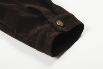 GEESAS STAR STUDDED BUCKLE COLLAR JACKET; Brown; garment construction detail