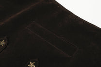 GEESAS STAR STUDDED BUCKLE COLLAR JACKET; Brown; design detail