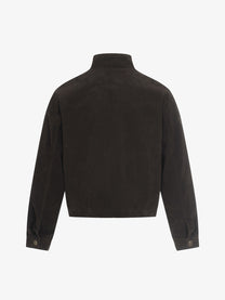 GEESAS STAR STUDDED BUCKLE COLLAR JACKET; Brown; back view