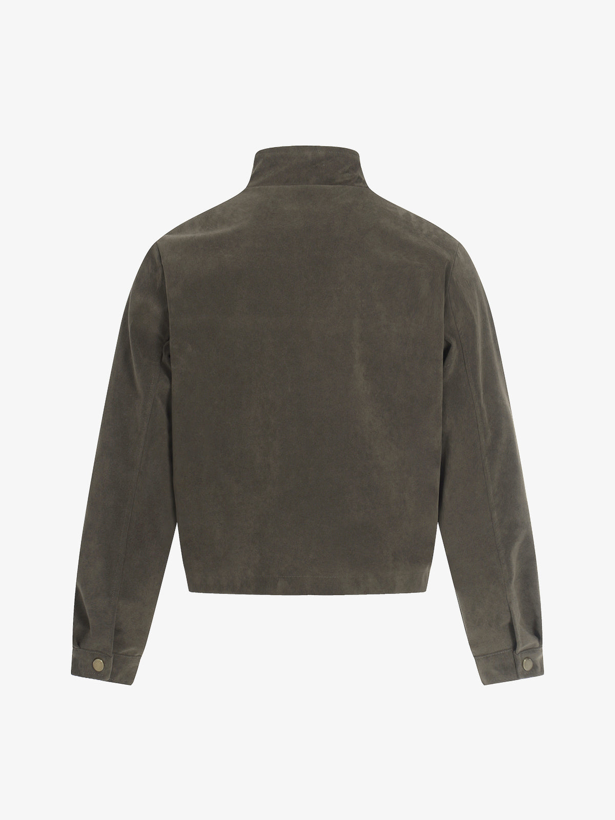 GEESAS STAR STUDDED BUCKLE COLLAR JACKET; Olive; back view