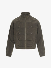 GEESAS STAR STUDDED BUCKLE COLLAR JACKET; Olive; front view