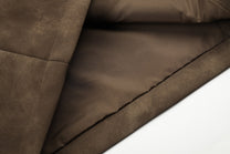 GEESAS MILITARY BUTTON STAND COLLAR JACKET; Brown; fabric detail