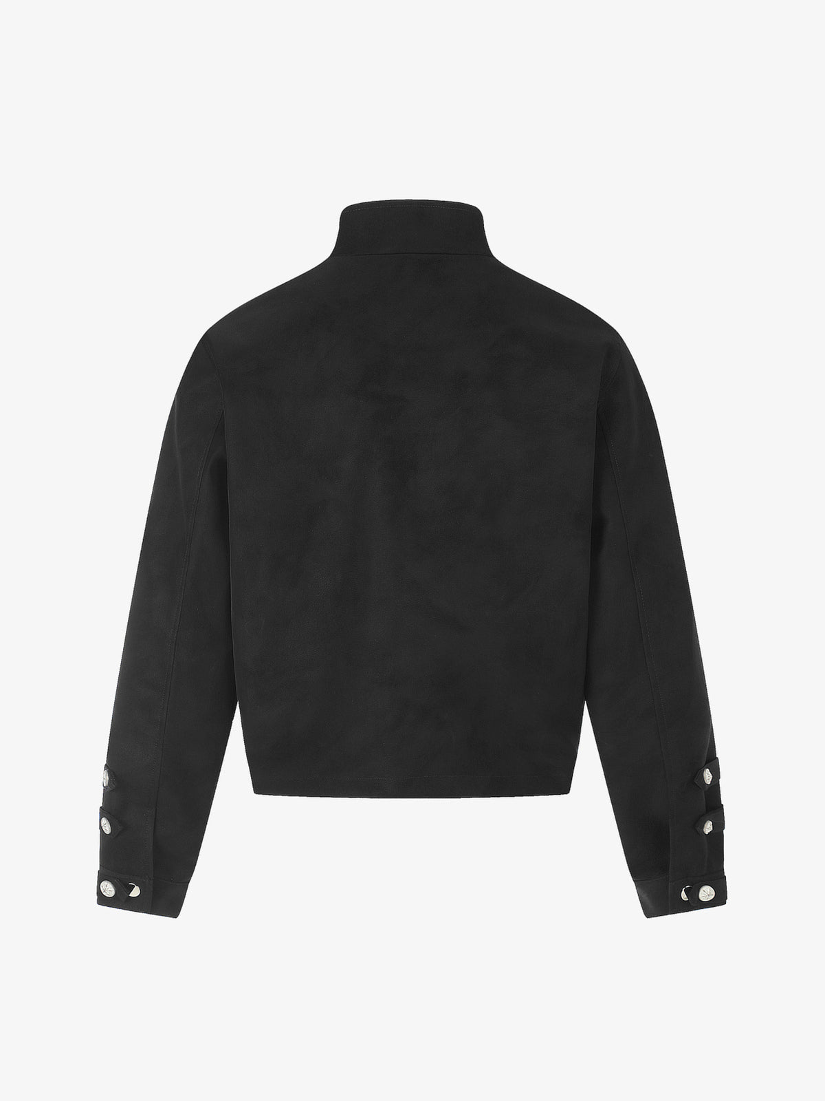 GEESAS MILITARY BUTTON STAND COLLAR JACKET; Black; back view