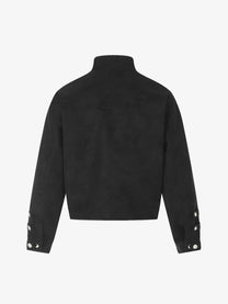 GEESAS MILITARY BUTTON STAND COLLAR JACKET; Black; back view