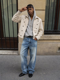 MADE EXTREME DOUBLE ROW BUTTON JACKET; Cream; model view