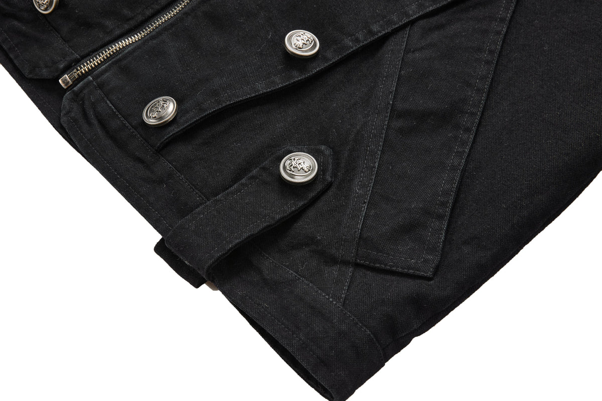 MADE EXTREME DOUBLE ROW BUTTON JACKET; Black; garment construction detail