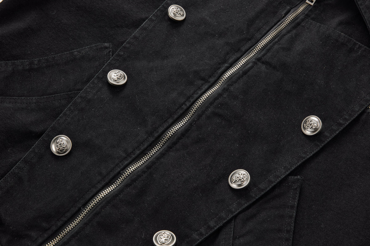 MADE EXTREME DOUBLE ROW BUTTON JACKET; Black; design detail