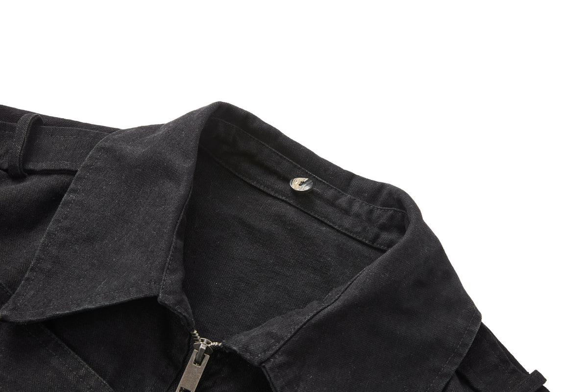 MADE EXTREME DOUBLE ROW BUTTON JACKET; Black; garment construction detail
