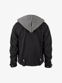MADE EXTREME DOUBLE ROW BUTTON JACKET; Black; back view