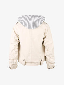 MADE EXTREME DOUBLE ROW BUTTON JACKET; Cream; back view