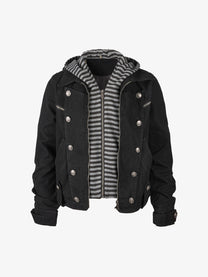 MADE EXTREME DOUBLE ROW BUTTON JACKET; Black; front view