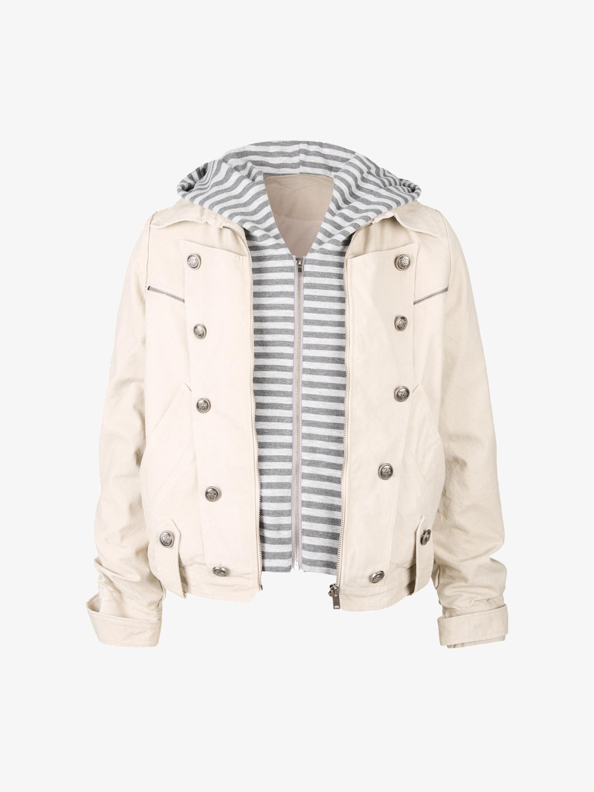 MADE EXTREME DOUBLE ROW BUTTON JACKET; Cream; front view