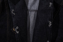 MCCNN DOUBLE ROW BUTTON TRUCKER JACKET; Black; garment construction detail