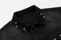 STAFFPICK GRADIENT WASH TRUCKER JACKET; Black; garment construction detail