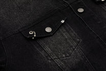 STAFFPICK GRADIENT WASH TRUCKER JACKET; Black; garment construction detail