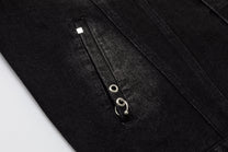 STAFFPICK GRADIENT WASH TRUCKER JACKET; Black; garment construction detail