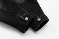 STAFFPICK GRADIENT WASH TRUCKER JACKET; Black; garment construction detail