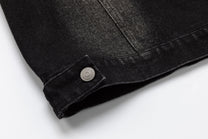 STAFFPICK GRADIENT WASH TRUCKER JACKET; Black; garment construction detail