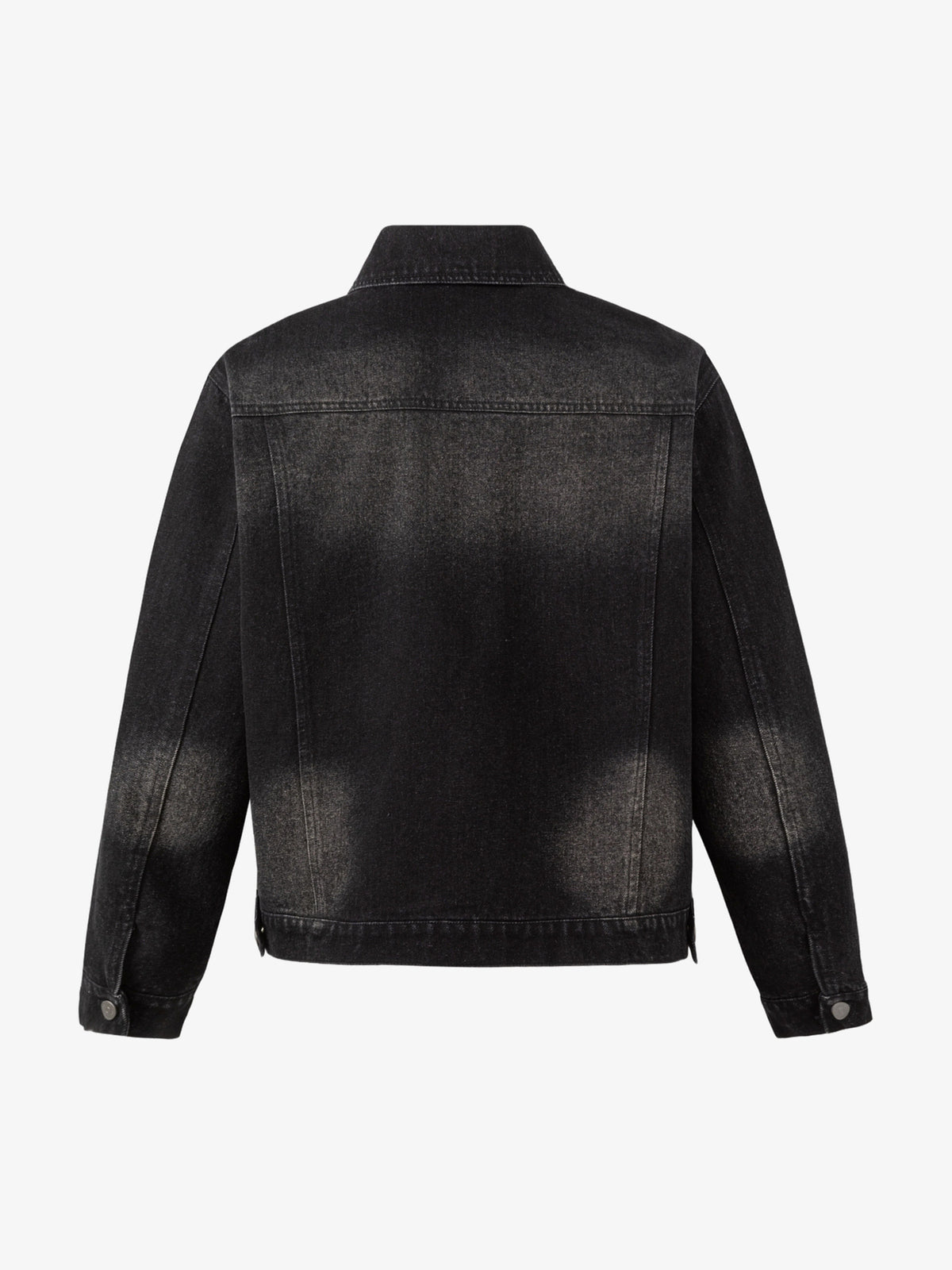 STAFFPICK GRADIENT WASH TRUCKER JACKET; Black; back view