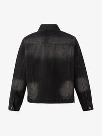 STAFFPICK GRADIENT WASH TRUCKER JACKET; Black; back view
