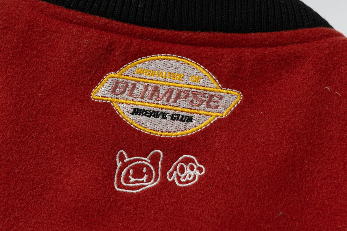 WHOLATE CONTRAST SLEEVE VARSITY JACKET; Dark Red; design detail