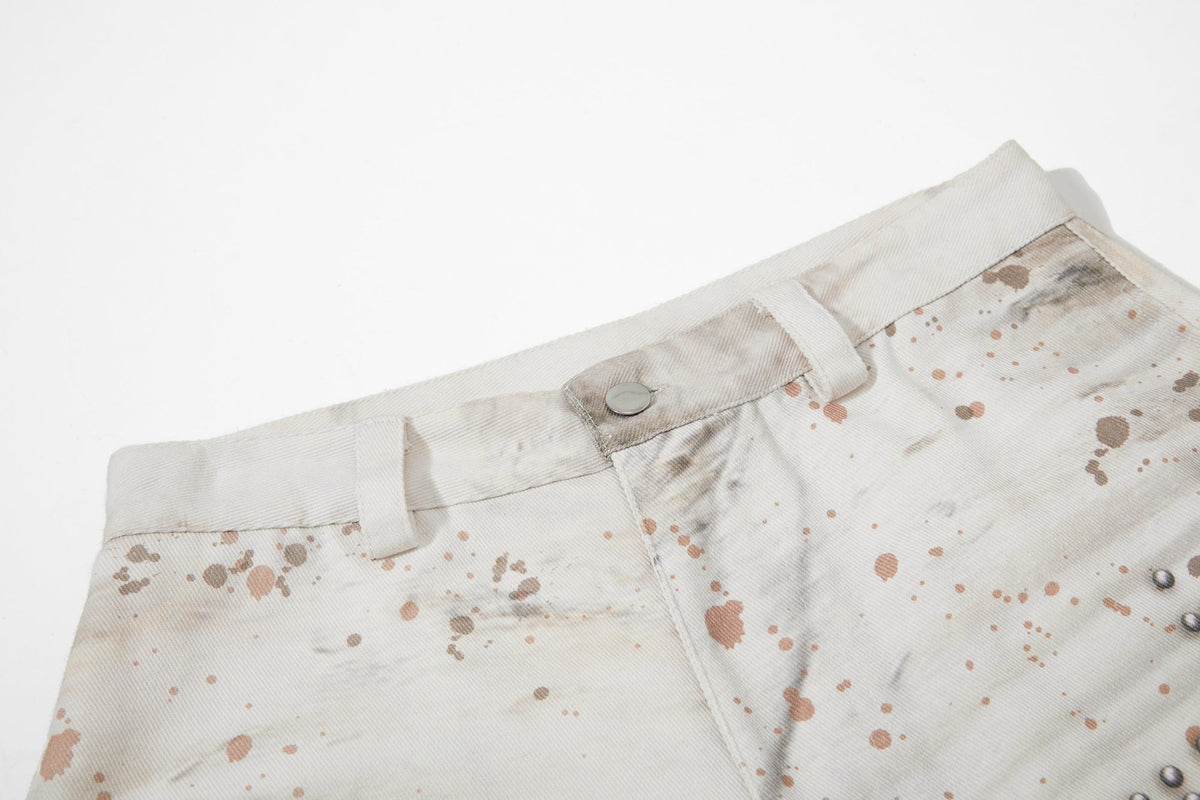 BF BORFEND BOTANICAL LINE PRINT JEANS; Apricot; garment construction detail