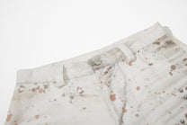 BF BORFEND BOTANICAL LINE PRINT JEANS; Apricot; garment construction detail
