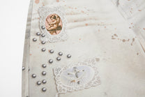 BF BORFEND BOTANICAL LINE PRINT JEANS; Apricot; design detail