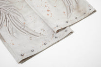 BF BORFEND BOTANICAL LINE PRINT JEANS; Apricot; garment construction detail