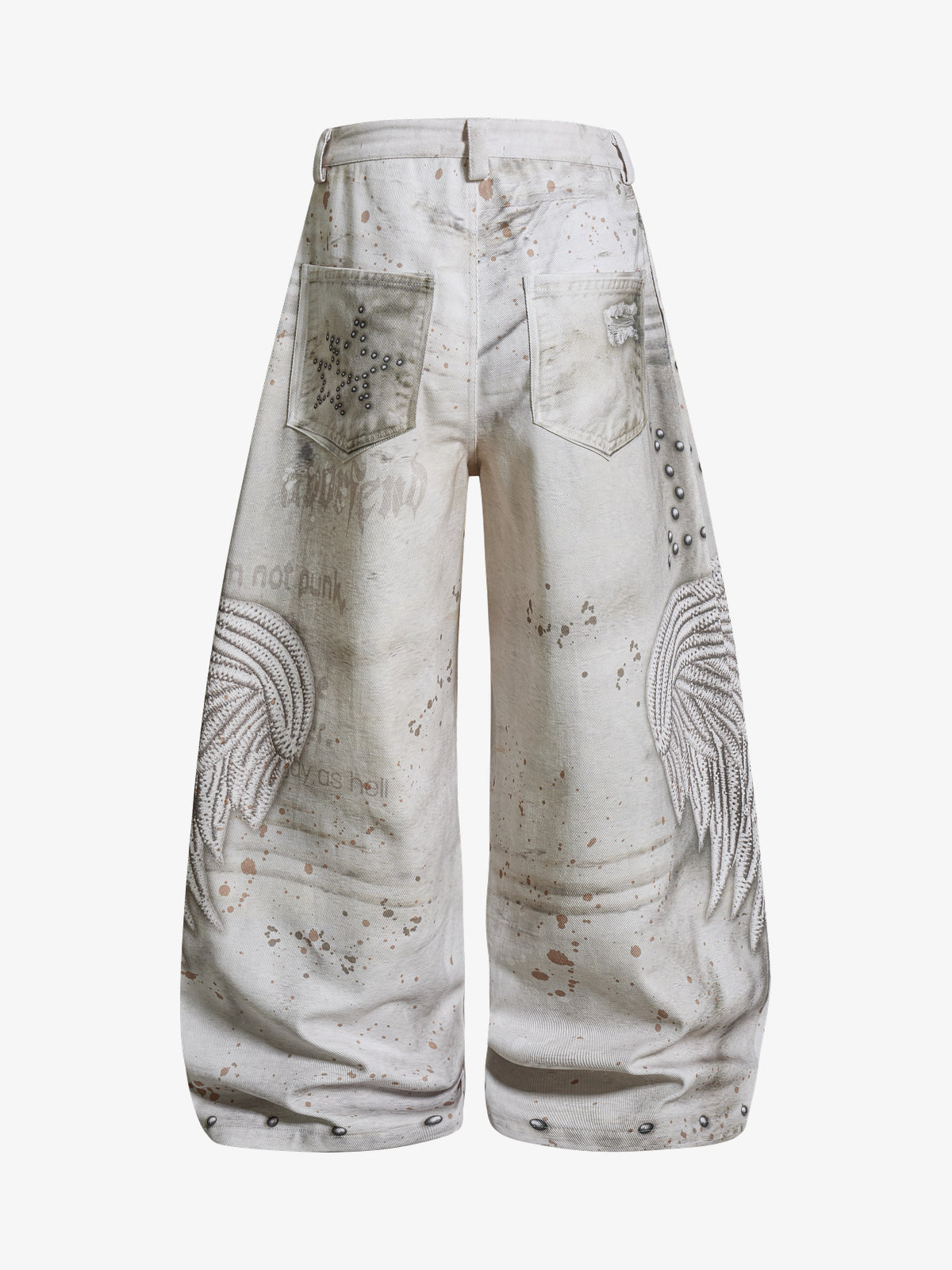 BF BORFEND BOTANICAL LINE PRINT JEANS; Apricot; back view