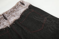 BLACK ENERGY STUDDED THORN PRINT JEANS; Black; garment construction detail