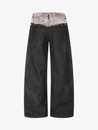 BLACK ENERGY | STUDDED THORN PRINT JEANS
